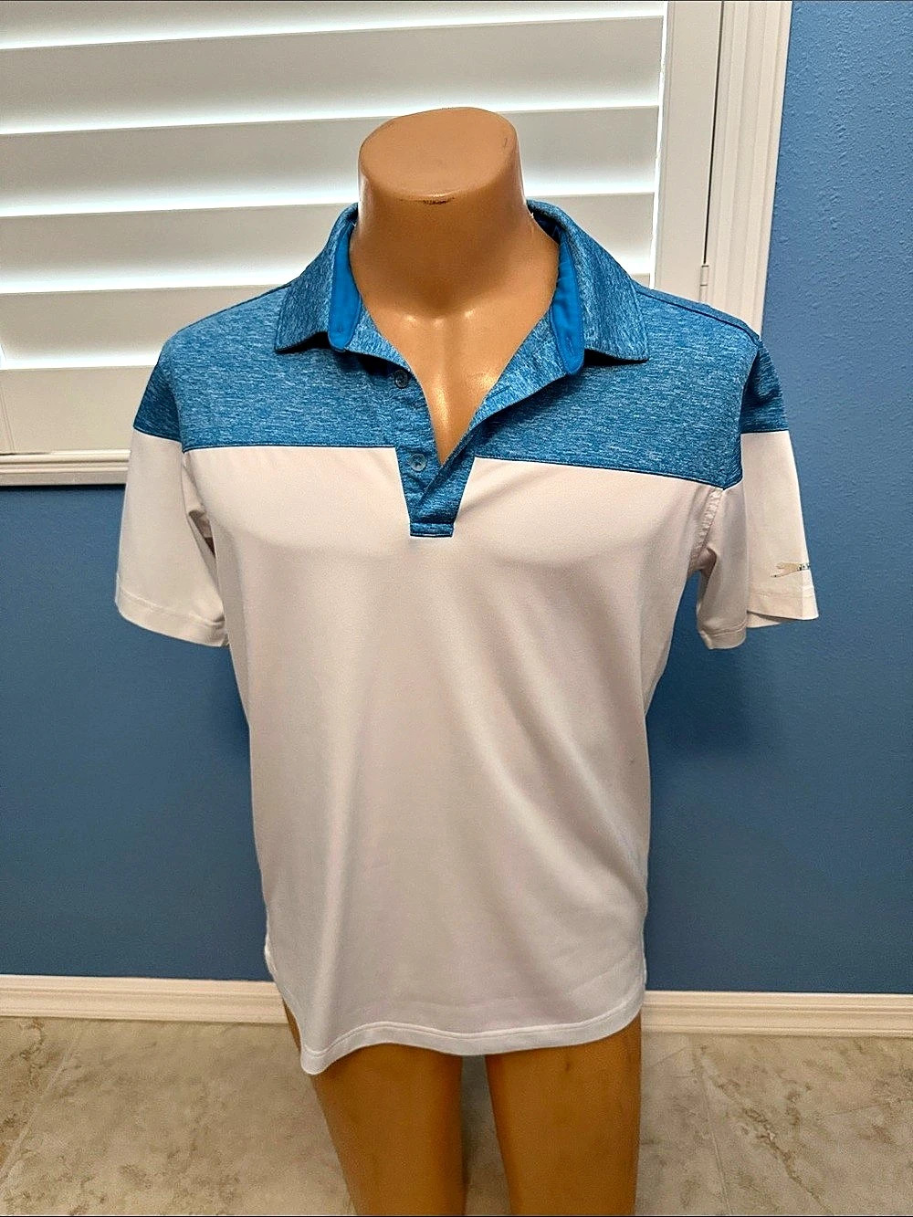 Slazenger Golf Polo Color Block in White & Blue Size Medium
